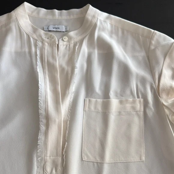 Vince Cream Short Sleeve Silk Tunic - Picture 3 of 3